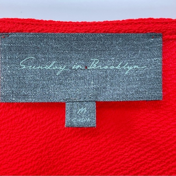 Anthropologie Sunday in Brooklyn Red Asymmetric Ruffled Sleeveless Top Size Med. - Picture 6 of 8